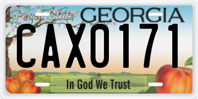 GA license plate CAX0171