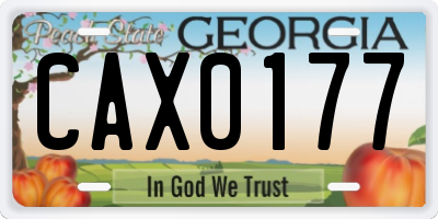 GA license plate CAX0177