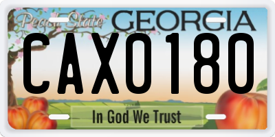GA license plate CAX0180