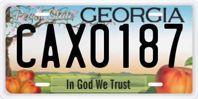 GA license plate CAX0187