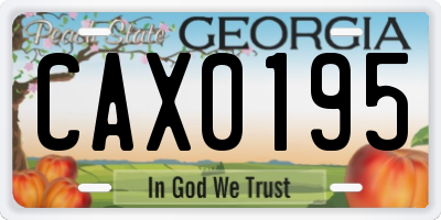 GA license plate CAX0195