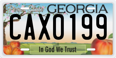 GA license plate CAX0199