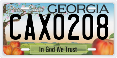 GA license plate CAX0208