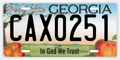 GA license plate CAX0251