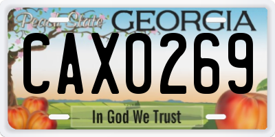 GA license plate CAX0269