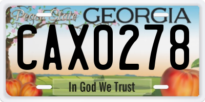 GA license plate CAX0278