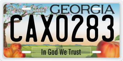 GA license plate CAX0283