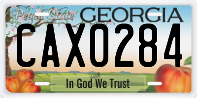 GA license plate CAX0284