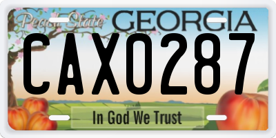 GA license plate CAX0287
