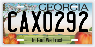 GA license plate CAX0292