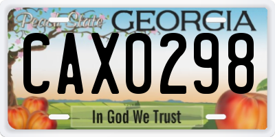 GA license plate CAX0298