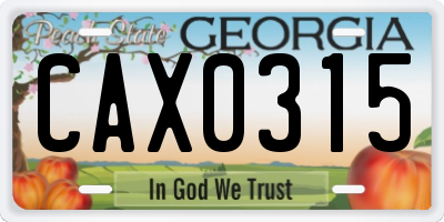 GA license plate CAX0315