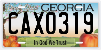 GA license plate CAX0319