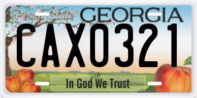 GA license plate CAX0321