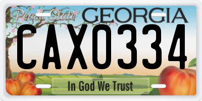 GA license plate CAX0334