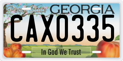 GA license plate CAX0335