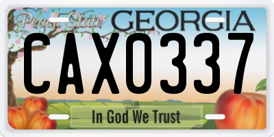 GA license plate CAX0337