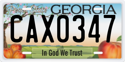 GA license plate CAX0347