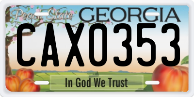 GA license plate CAX0353