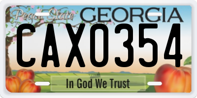 GA license plate CAX0354