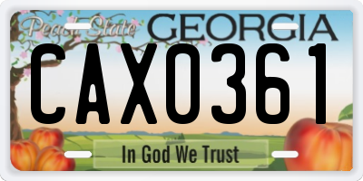 GA license plate CAX0361