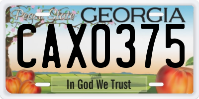 GA license plate CAX0375