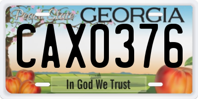 GA license plate CAX0376