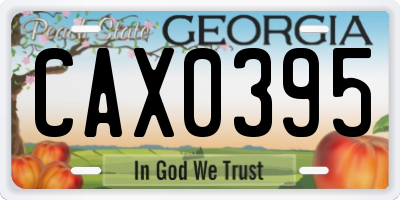 GA license plate CAX0395