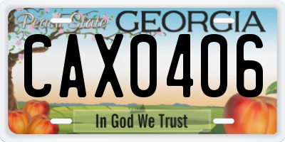 GA license plate CAX0406