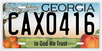 GA license plate CAX0416