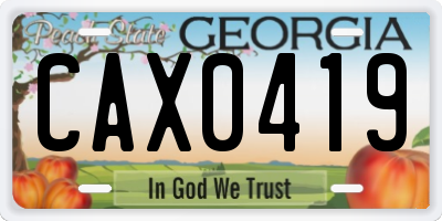 GA license plate CAX0419