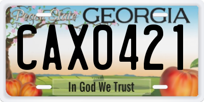 GA license plate CAX0421