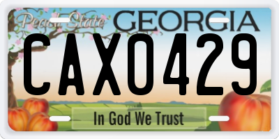 GA license plate CAX0429