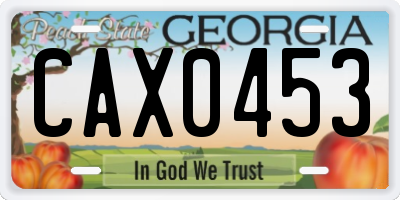 GA license plate CAX0453