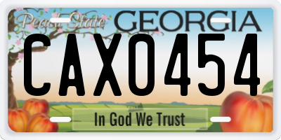 GA license plate CAX0454