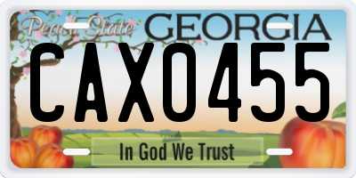 GA license plate CAX0455