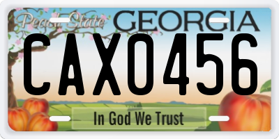 GA license plate CAX0456