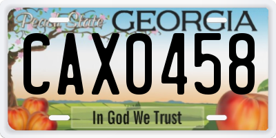 GA license plate CAX0458