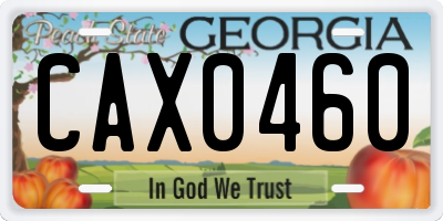 GA license plate CAX0460