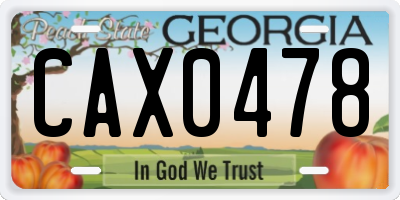 GA license plate CAX0478