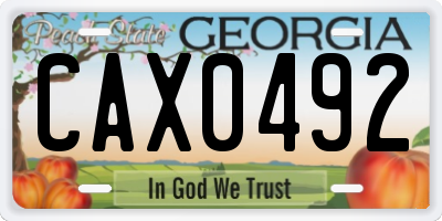 GA license plate CAX0492