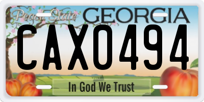 GA license plate CAX0494
