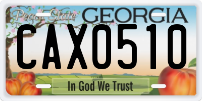 GA license plate CAX0510