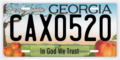GA license plate CAX0520
