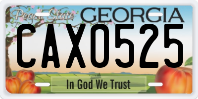 GA license plate CAX0525