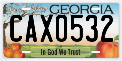 GA license plate CAX0532