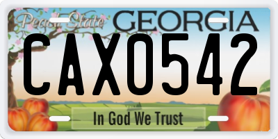 GA license plate CAX0542
