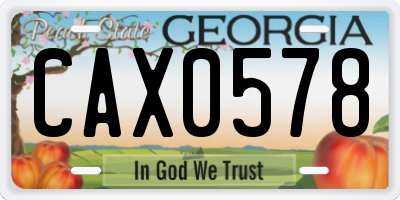 GA license plate CAX0578
