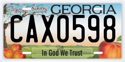 GA license plate CAX0598
