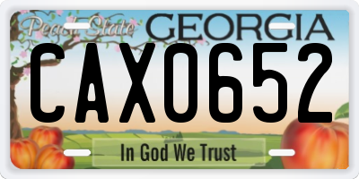 GA license plate CAX0652